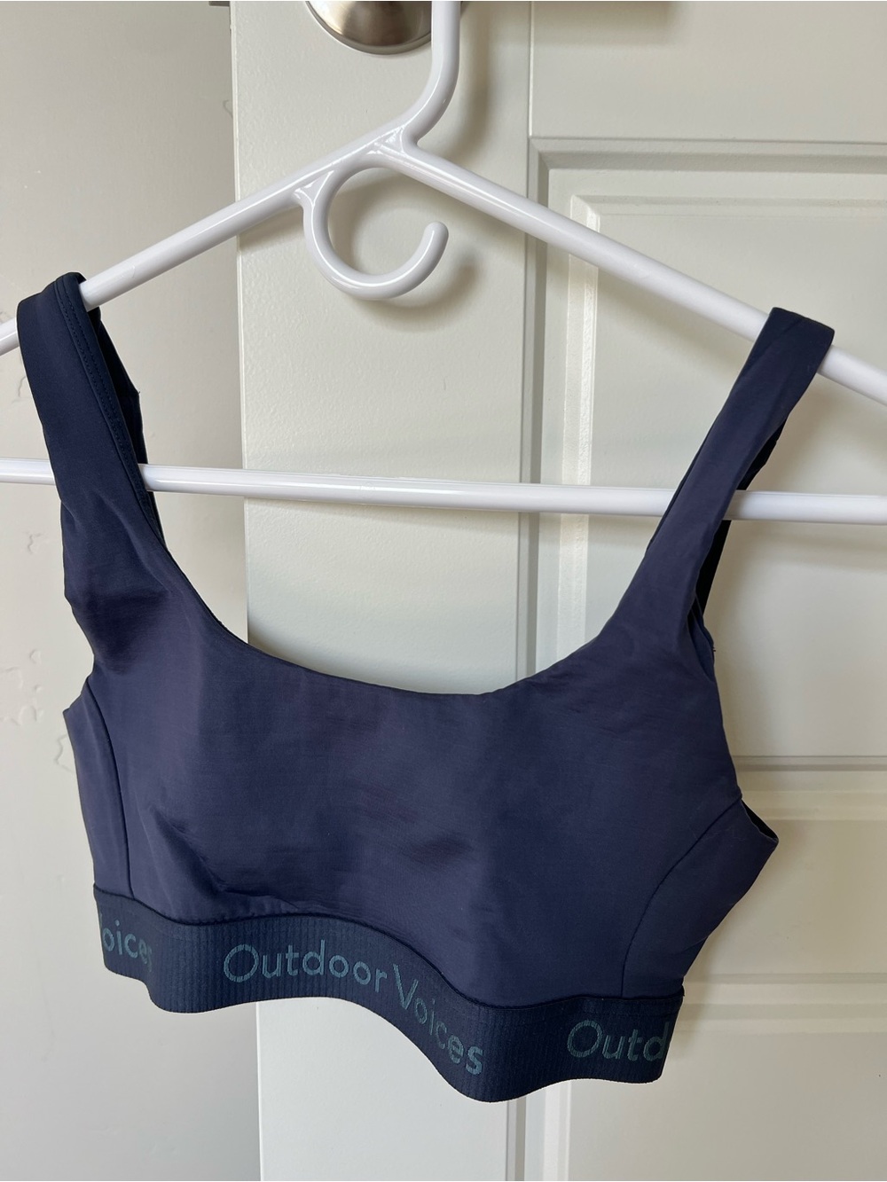 Outdoor Voices Navy Scoop Sports Bra with Logo Band